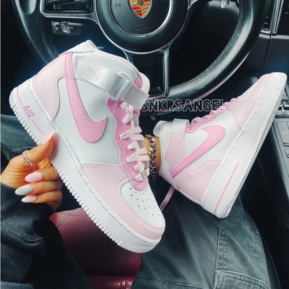 Custom Nike Air Force 1 Mid Pink Barbie Shoes